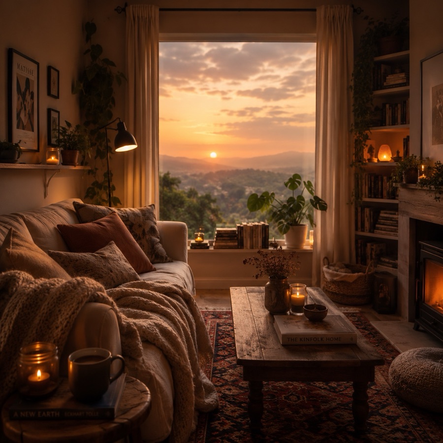 HypeChime ambient clock with Golden Hour cinematic poster art